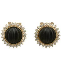 1970s Black Onyx Diamond Yellow Gold Earrings 10