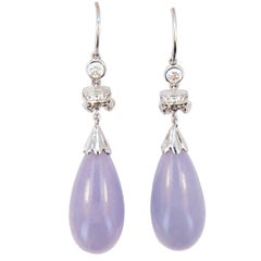Lavender Jade Diamond White Gold Earrings