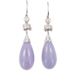 Lavender Jade Diamond White Gold Earrings 12