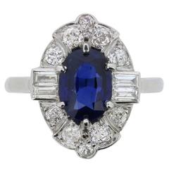 Art Deco Sapphire and Diamond Halo Ring, circa 1920s 9