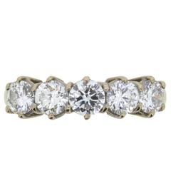 Vintage 2.50 Carat Five-Stone Diamond Ring, circa 1970s