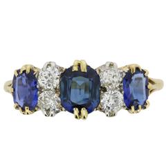 Late Victorian Sapphire and Diamond Seven-Stone Ring, circa 1900s