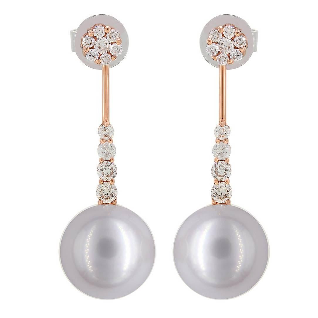 South Sea Pearl Diamond Drop Earring For Sale