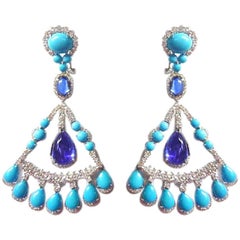 Turquoise Tanzanite Diamond Chandelier Earring