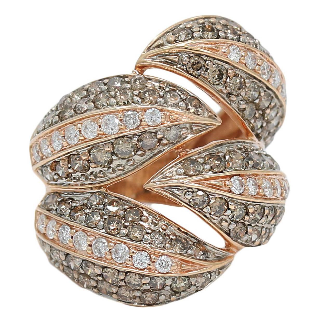 Gorgeous Brown Diamond Rose Gold Fashion Ring For Sale