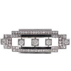 1920s Art Deco Diamond Platinum Geometric Brooch 4