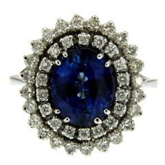 3 Carat Sapphire Diamond Gold Ring