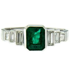 1.20 Carat Colombian Emerald Diamond Gold Ring