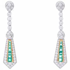 Dangling Emerald Diamond Earrings 12
