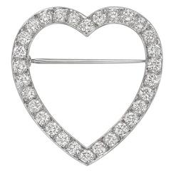 Tiffany & Co. Diamond Platinum  Heart Pin