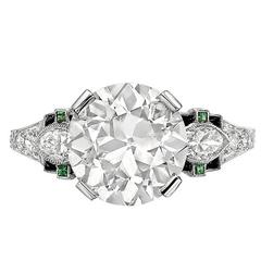 3.05 Carat Circular Brilliant Diamond Platinum Engagement Ring