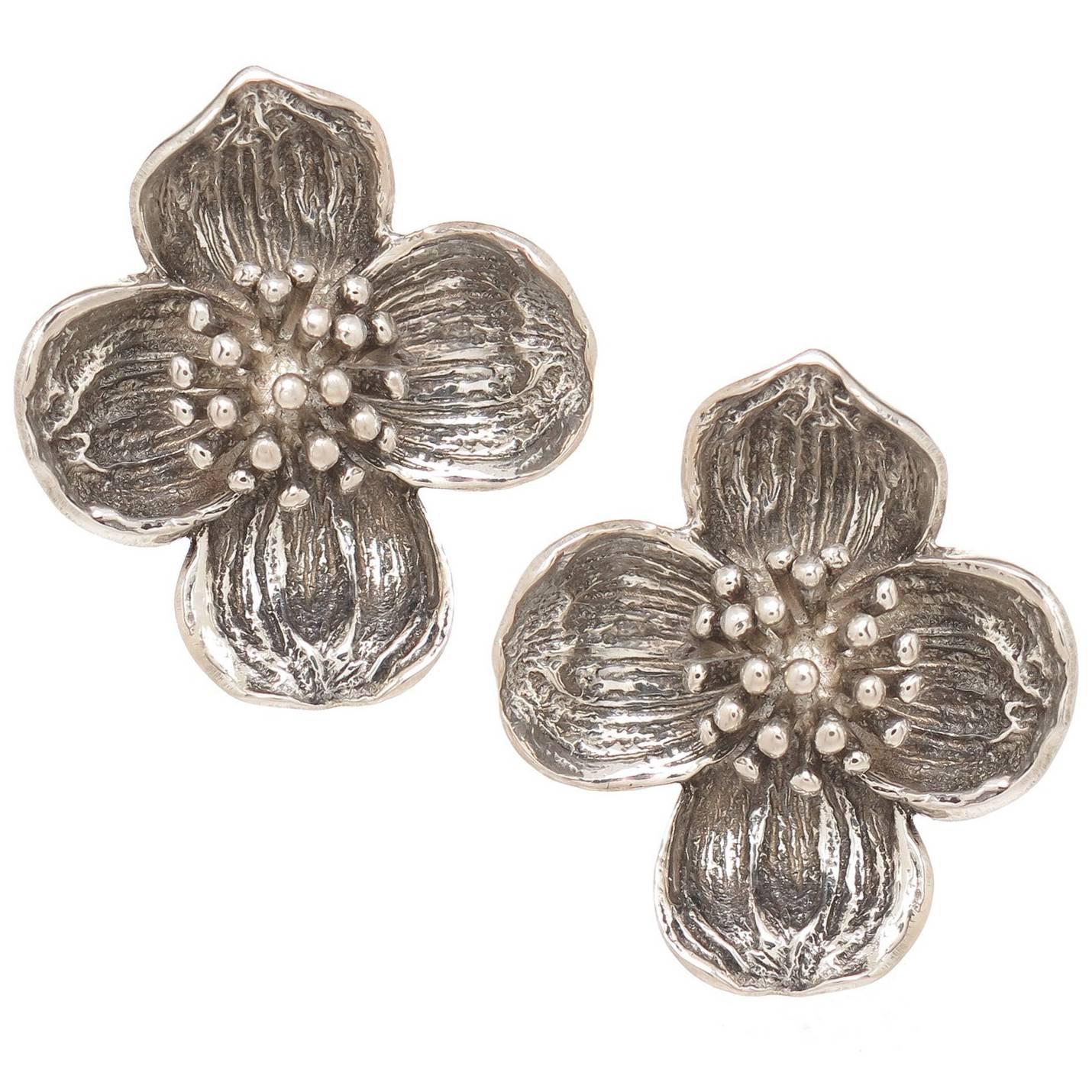 Tiffany 
Co. Silver Dogwood Earrings