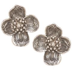 Tiffany & Co. Silver Dogwood Earrings