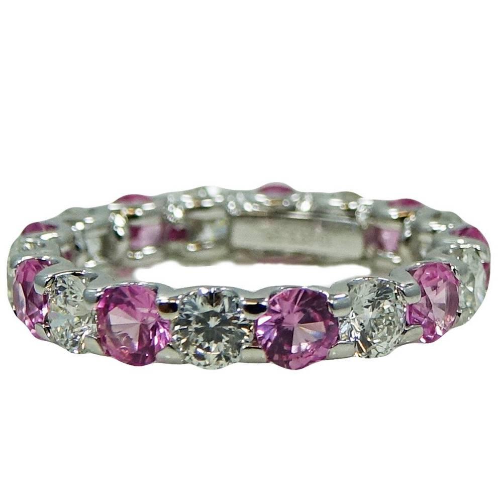  Roberto Coin Cento Pink Sapphire Diamond White Gold Eternity Band Ring For Sale