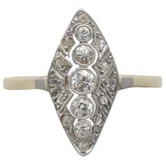1930s Diamond Yellow Gold Marquise Ring 12