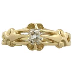 Antique Diamond Yellow Gold Solitaire Ring 12