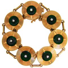Cartier Jade Diamond Yellow Gold Retro Bracelet 7