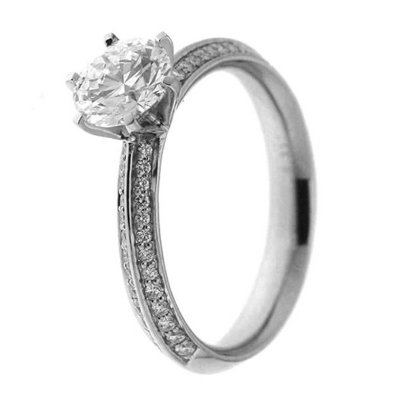 GIA Certified White Gold and Diamonds Engagement Ring