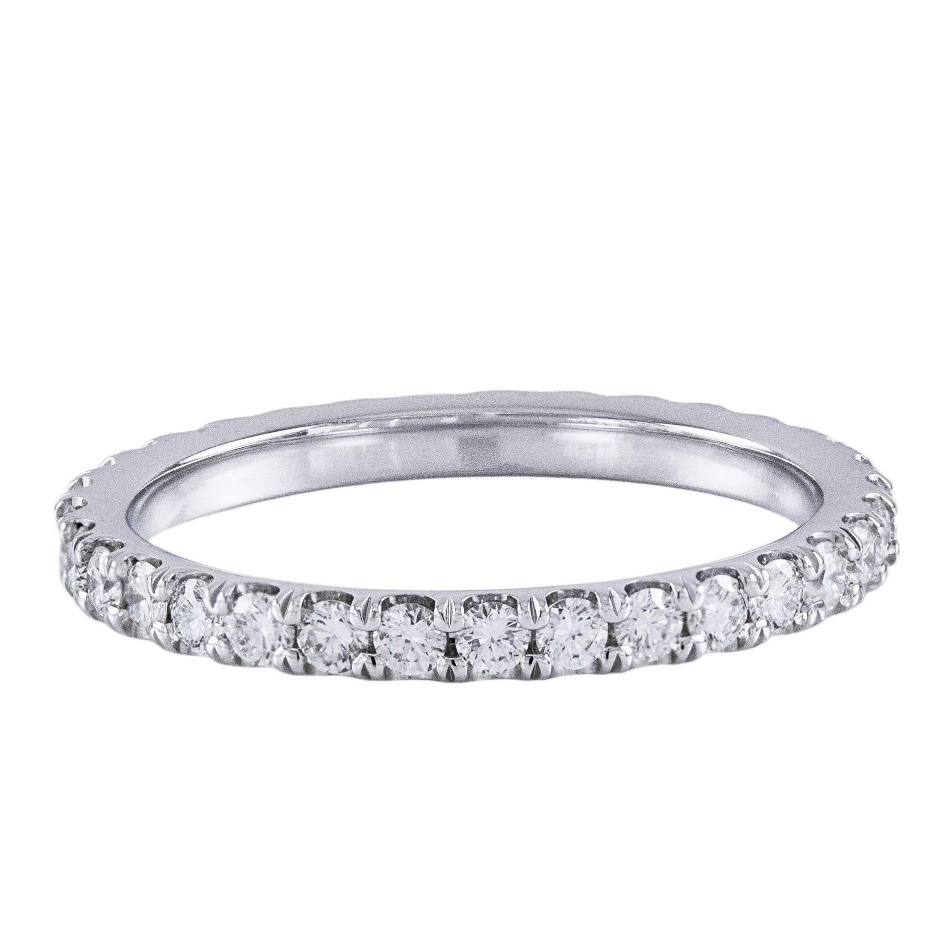 Contemporary Roman Malakov 0.67 Carats Brilliant Round Diamond Eternity Wedding Band Ring For Sale