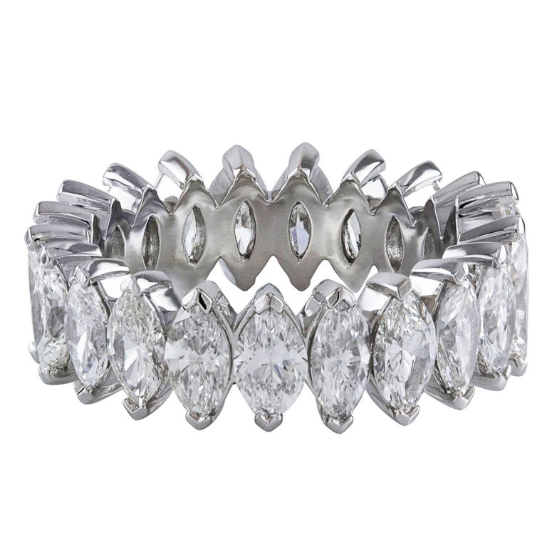 4.88 Carat Marquise Cut Diamond Eternity Wedding Band at 1stDibs