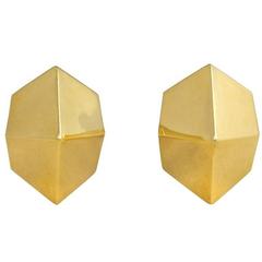 Cartier 1960s Gold Faceted Hoop Earrings