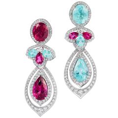 Vanleles Paraiba Rubelite Diamond Gold Timeless Wonders Detachable Earrings 11