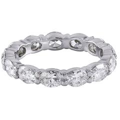 2.82 Carat Oval Shape Diamond Platinum Eternity Wedding Band Ring 10