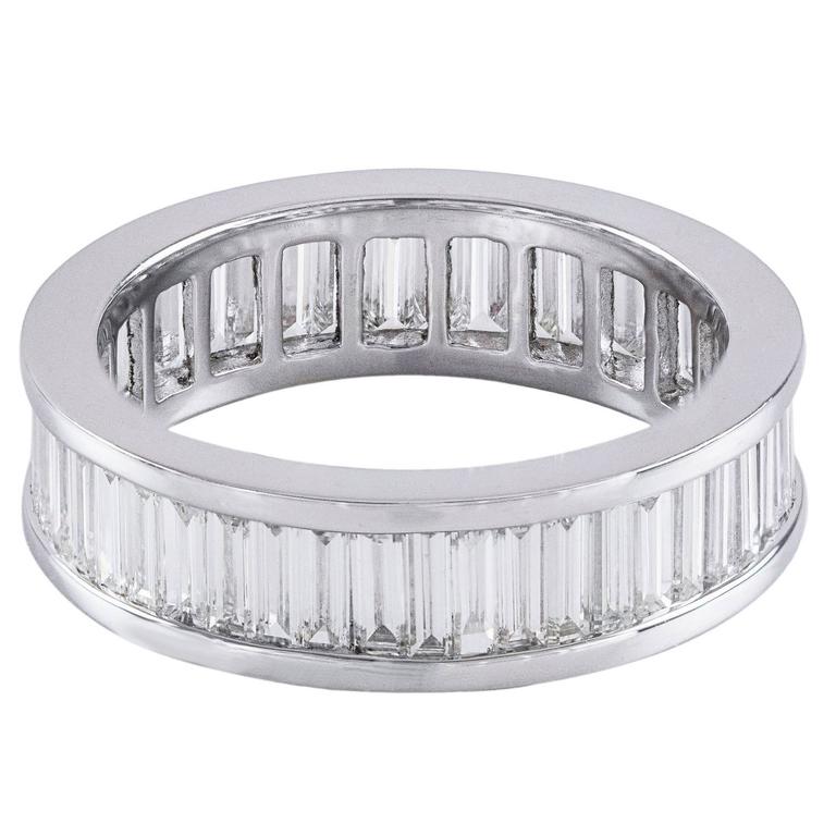 Baguette Diamond Eternity Wedding Band Ring For Sale at 1stdibs