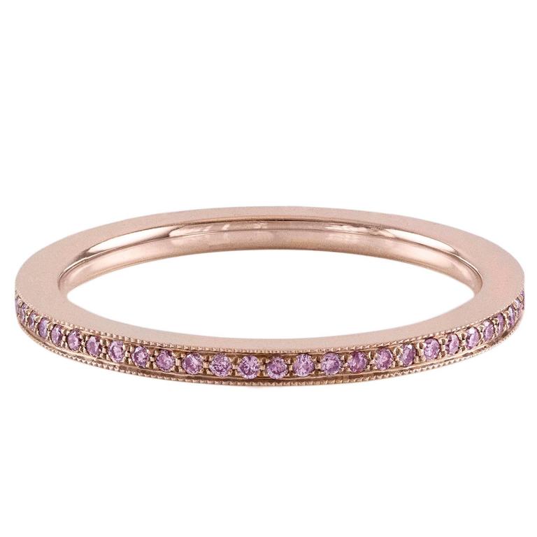 Rose Gold and Pink Diamond Eternity Wedding Band For Sale at 1stdibs