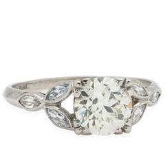 Vintage Engagement Ring Platinum 1.29ct OEC J/SI1, circa 1930s 7
