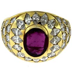 1950s No Heat Ruby with Flawless Well Made Diamonds