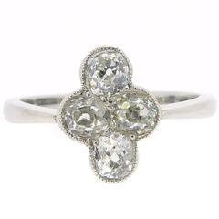 Vintage Diamond Cluster Ring, Four Cushion Shaped Diamonds, Old Mine Cuts 4