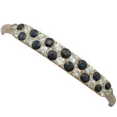 Antique 3.65 Carat Diamond and 3.25 Carat Sapphire Yellow Gold Bangle, 1900s 5
