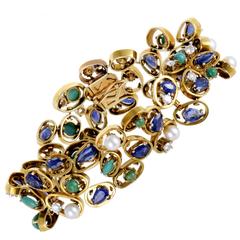 Gemstone Diamond Yellow Gold Bracelet Gemstone Diamond Yellow Gold Bracelet