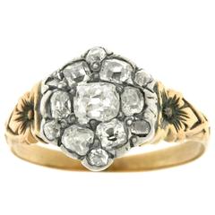 Antique Early Victorian Diamond Gold Cluster Ring