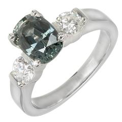 2.11 Carat GIA Certified Sapphire Diamond Platinum Three Stone Engagement Ring 7