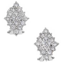 Diamond Marquises Round Cluster Gold Earrings 11