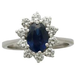1.35 Carat Sapphire and Diamond White Gold Ring, 1930s 10