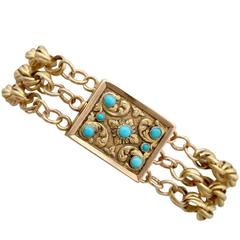 Antique Turquoise and Yellow Gold Mourning Locket Bracelet, 1920s 12