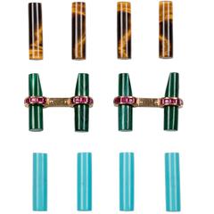 Interchangeable Bar Gold Ruby Cufflinks 10