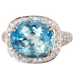 Laura Munder Aquamarine Diamond White Gold Ring 1