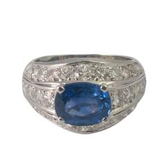 Sapphire Diamond Gold Bombé Ring
