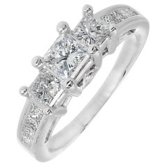 EGL Certified Three-Stone Diamond Gold Engagement Ring