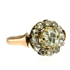 Victorian Diamond Gold Cluster Ring
