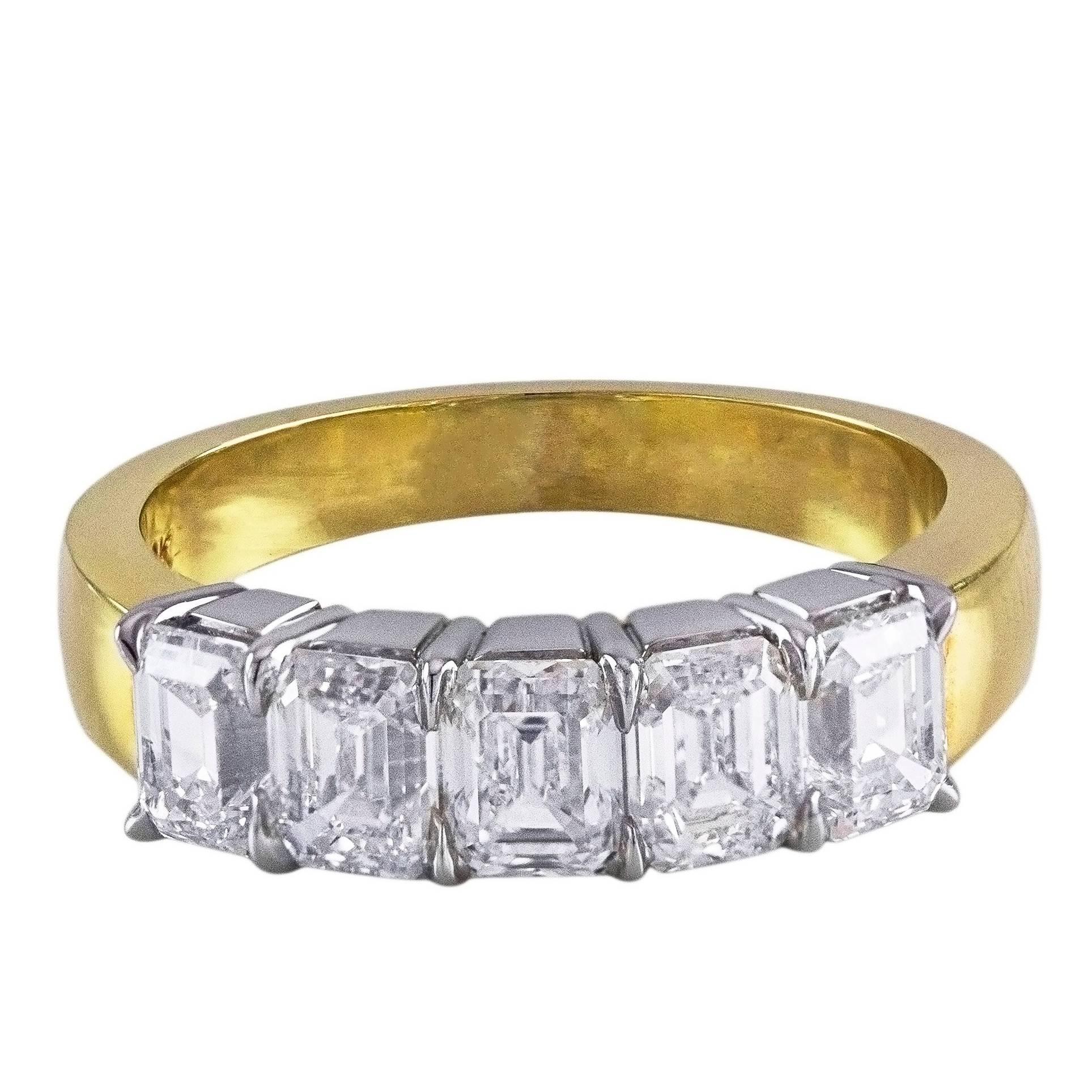 Five-Stone Diamond Yellow Gold Wedding Band Ring