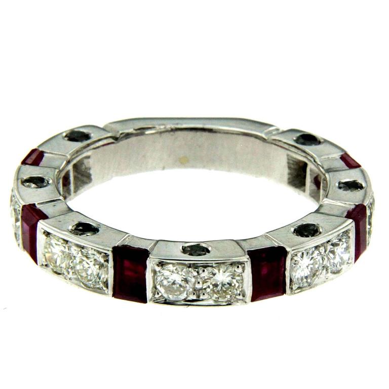 Ruby Diamond Gold Band Ring For Sale at 1stDibs