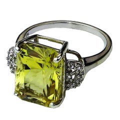 Fancy Cut Golden Beryl in Sterling Silver Ring 6