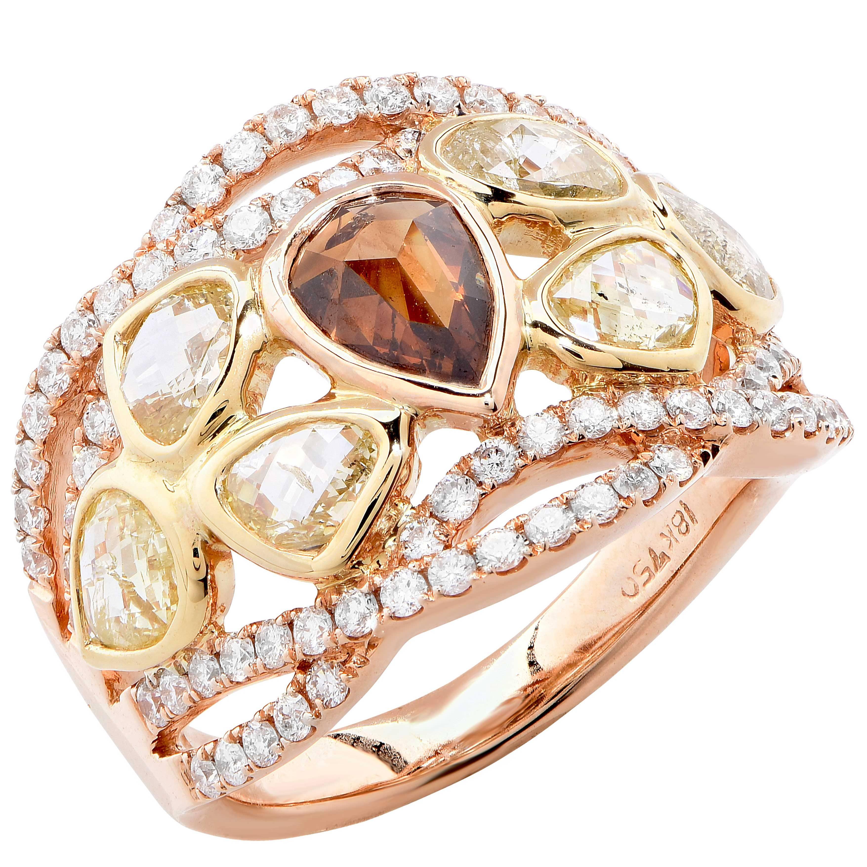 3.08 Carat Fancy Colored Diamond rose gold Ring For Sale