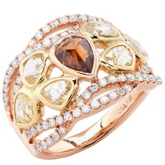 Bague en or rose avec diamants de couleur fantaisie de 3,08 carats