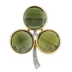 Pomellato Clover Brooch Tourmaline and Diamond Set 3